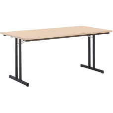 kaiserkraft Folding Table with Extra Strong Top Height 720 mm 1800 x 800 mm Black Frame Beech Decor Top