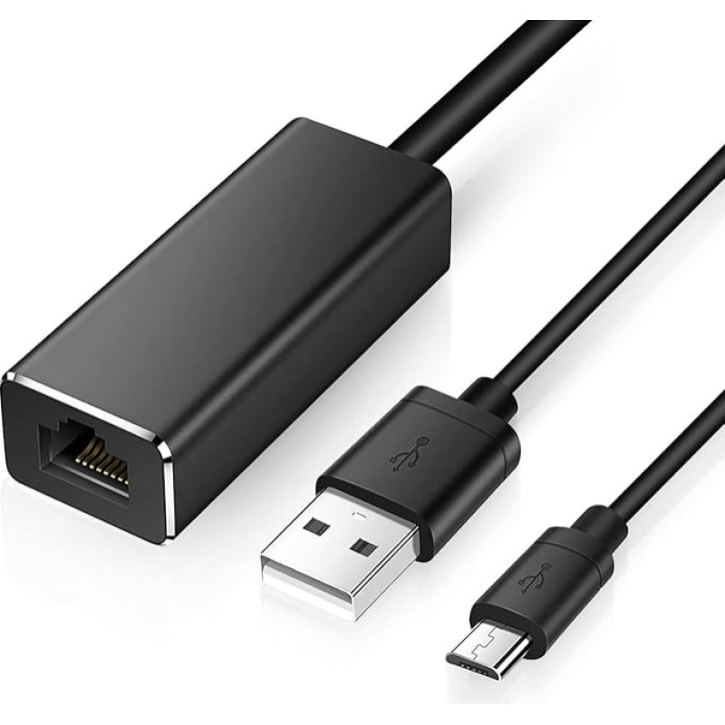 XTVTX Ethernet Adapter for Chromecast and TV Stick 10/100 Mbps, USB to RJ45 LAN Network Adapter for Chromecast, Google Home Mini and Fire TV Stick with USB 2.0 Power Cable for Power Supply