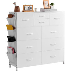 VEVOR Chest of Drawers with 10 Drawers, Fabric Chest of Drawers with Fabric Containers, Cabinet Drawers with Easy Pull Handle & Sturdy Steel Frame, Fabric Storage Tower for Bedroom, Hallway, Cupboard