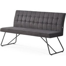 B&D home Lina Dining Room Bench 160 cm with Backrest Padded for Dining Room, Hallway, Wardrobe with Metal Frame, Industrial Modern Design, Anthracite, 11311-160-ANTR (160 cm)