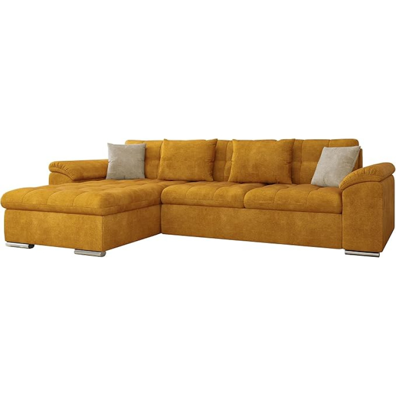 Mirjan24 Diana Corner Sofa, Corner Couch with Bed Box and Sleep Function, Elegant Couch, Upholstered Corner Sofa, Couch Set, Sofa Bed, Sofa Bed (Wave 05 + Wave 02, Corner Sofa Left)
