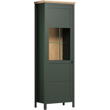 trendteam smart living - Stanton - Display Cabinet - Fir Green / Evoke Oak - Living Room Cabinet with 5 Compartments - (W x H x D) 69 x 198 x 39 cm - Country House Style