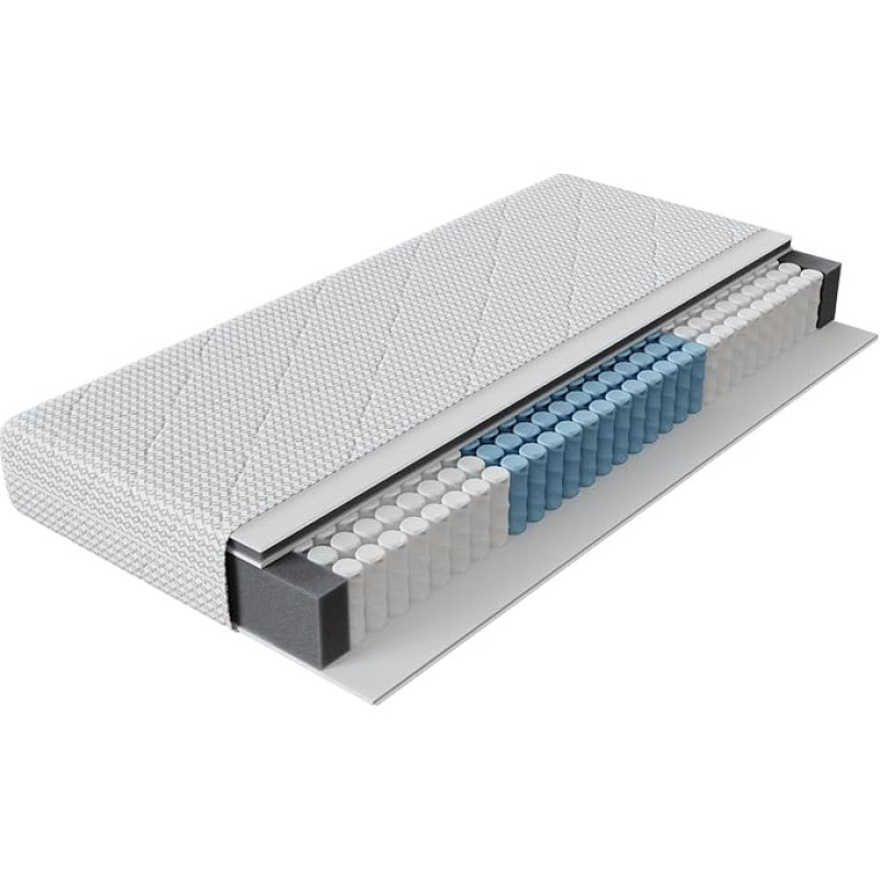 Novilla Mattress 160 x 200 cm Spring Mattress Hardness H4 Oeko-Tex Certified 7-Zone Pocket Spring Core with Comfort Foam and Breathable Cover Mattress Height 24 cm
