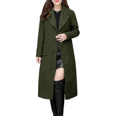 Onsoyours Women's Wool Coat Winter Coat Long Plain Wool Coat Lapel Outwear with Pockets Slim Fit Warm Winter Coat Thick Long Outwear Coat with Belt