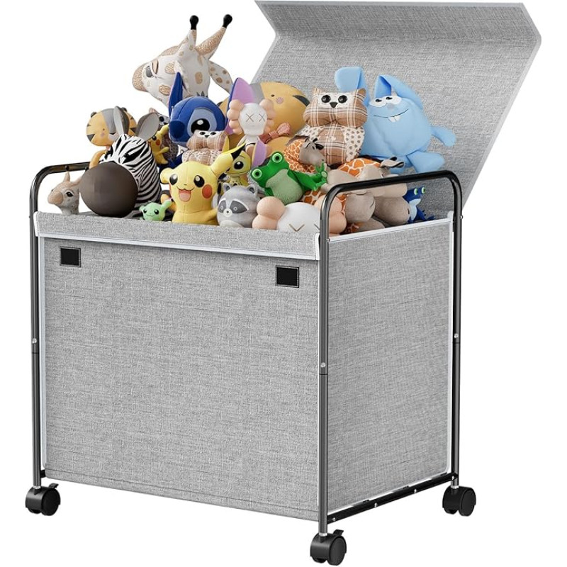 Xtsuen Storage Box Toy Box with Wheels, 117 L Toy Box with Lid Children, Foldable Large Toy Storage, Children's Box, for Children's Room, Clothes, Books, Bedroom