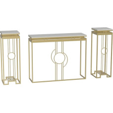 Nesting Table Set, Metal Side Table with Marble Top, 3-Piece Console Table for Living Room, Modern Design