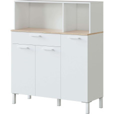 Habitdesign, Kitchen Cabinet Sideboard Dining Room Side Furniture 3 Door + 1 Drawer and Inner Shelf Arctic White Canadian Oak 108 x 126 x 40 cm (W x H x D)