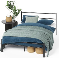 Zinus Geraldine Bed 140 x 200 cm - Height 30 cm - Metal Platform Bed Frame with Headboard and Footboard - Black