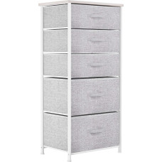 YITAHOME Narrow Chest of Drawers with 5 Drawers Made of Fabric, Storage Chest of Drawers Modern Style for Bedroom, Living Room, Hallway, Light Grey Storage Cabinet