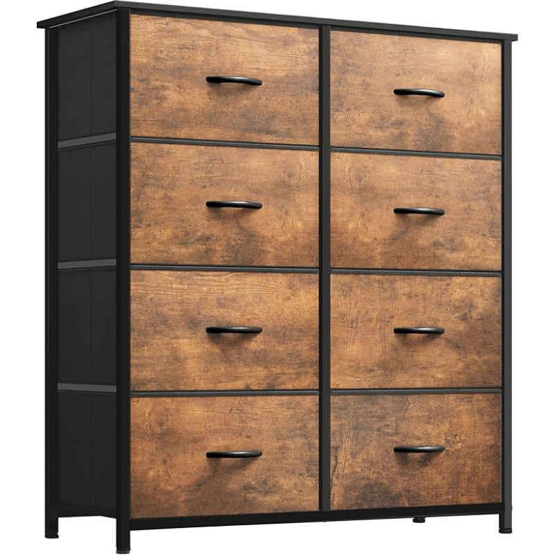 YITAHOME Chest of Drawers, 8 Fabric Drawers with Handles, Storage Cabinet, Drawer Cabinet, Metal Frame, Fabric Chest of Drawers for Bedroom, Living Room, Hallway, Office, Rustic Brown