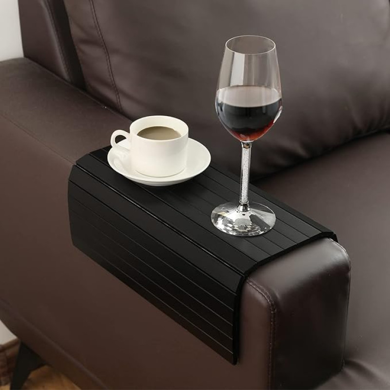 GEHE Sofa Arm Rest Table for Couch Flexible Foldable Sofa Tray Couch Arm Table Perfect for Drinks, Snacks Remote Control or Phone Great Arm Tray for Couch Armrest Mahagon