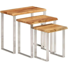 Tables, Accent Tables, End Tables, Living Edge Nesting Tables, Solid Wood, Acacia, Set of 3