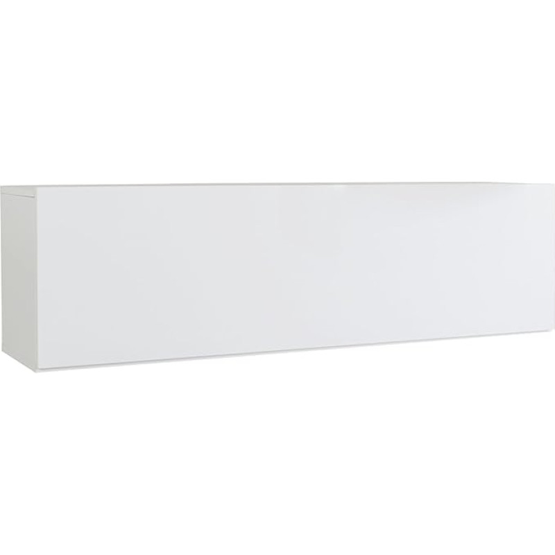 Composad Mundi Wall Cupboard with 1 Flap, Modern and Elegant Living Room Furniture (W x H x D) 123 x 35.7 x 28.5 cm, Painted White, Made in Italy