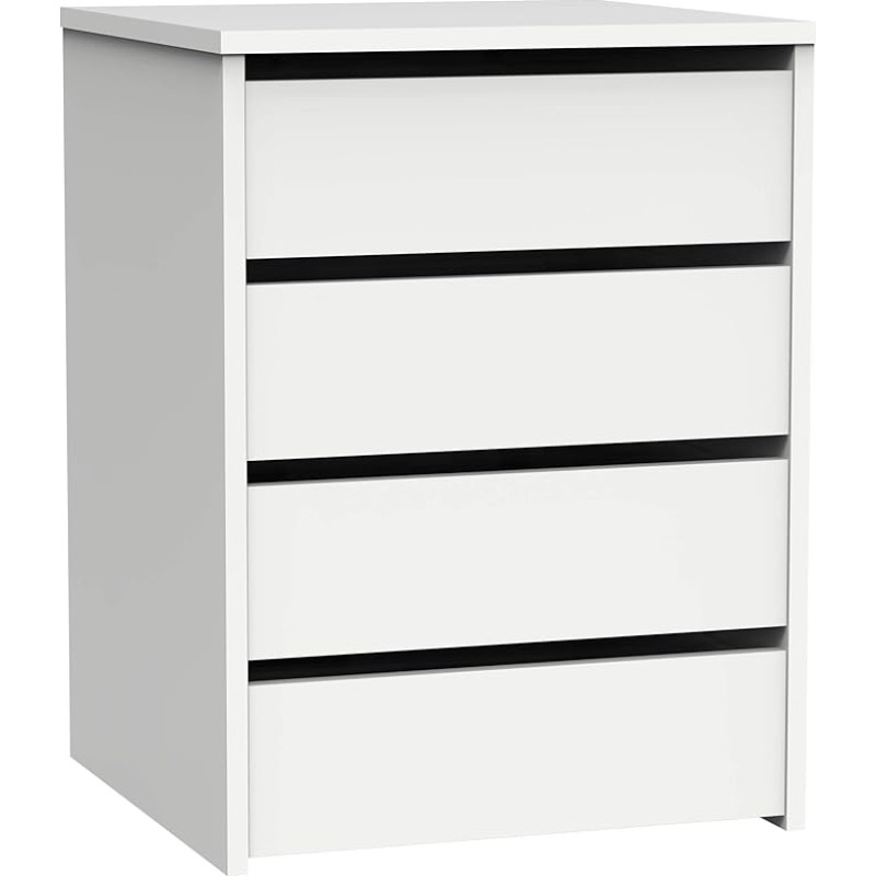 Muebles Pitarch Tibet Collection Chest of Drawers with 4 Drawers High Gloss White 63.5 x 46 x 45 cm (Height x Width x Depth)