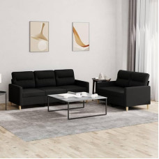 qohoio 3201604 2-Piece Sofa Set with Cushion Sofa Living Room Sofa Set Sofas for Living Room Black Fabric