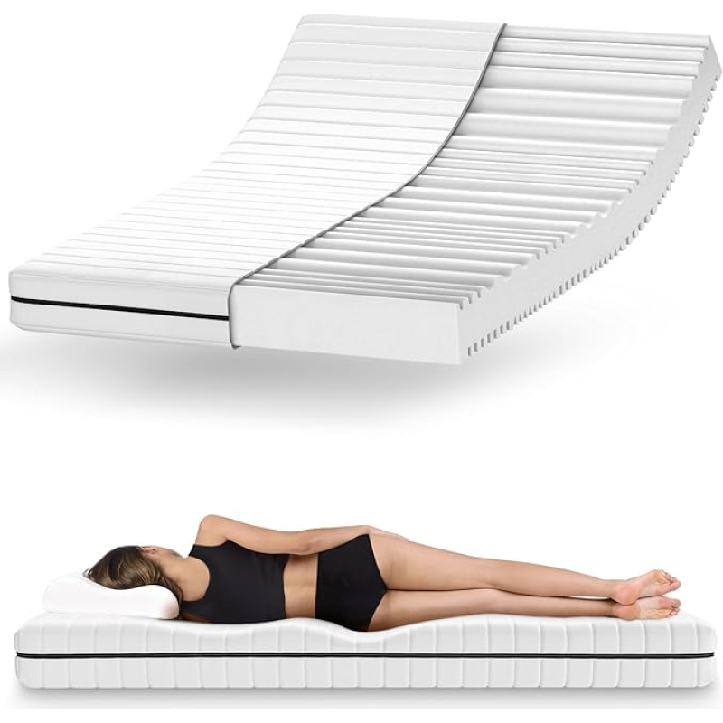 Mister Sandman Cold Foam Mattress 160 x 200 cm, Mattress with 7 Zone Technology, 18 cm High, Hardness H2 & H3, Allergy-Friendly, for Any Sleeping Position, Shipped as a Rolled Mattress