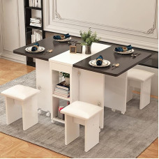 ZHJOPP Klappbarer Esstisch und Stühle, rechteckiges Holz erweiterbar, geeignet für Esstische mit kleinem Raum in Küchen und Wohnzimmern