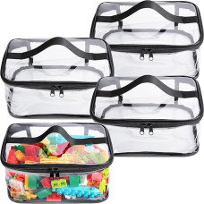 4 Pack Large Toy Storage Bags Clear PVC Toy Bags Storage for Kids Toy Organization Bags Zipper Toy Storage Bags for