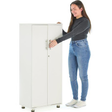 MMT Furniture Designs Storage Cabinet, Parquet, White, 55 cm x 35 cm x 125 cm