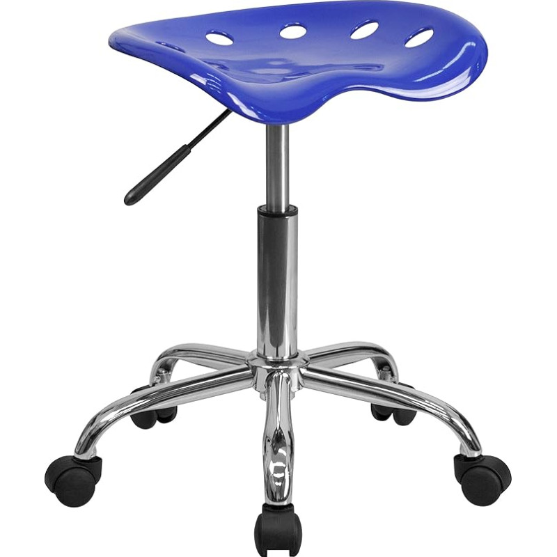 Flash Furniture Vibrant Tractor Seat and Stool, Chrome, Nautical Blue, 50.8 x 49.53 x 14.605 cm