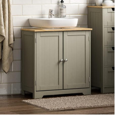 Bath Vida, Grey Priano Basin Cabinet Freestanding Storage Cabinet Basin Wood Composite Grey Under Sink Bathroom Cabinet