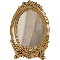 GISELA D Vintage Carved Gold Makeup Mirror Desk Decorative Vanity Mirror Oval for Room Dresser Table Dressing Table (#1)