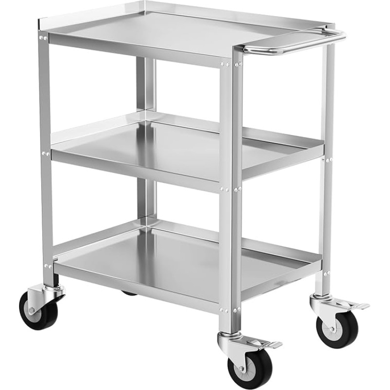 TAIMIKO Large Stainless Steel Utility Cart 3 Tier Kitchen Trolley Trolley Restaurant Serving Trolley Storage Trolley Garage Restaurants Hotel
