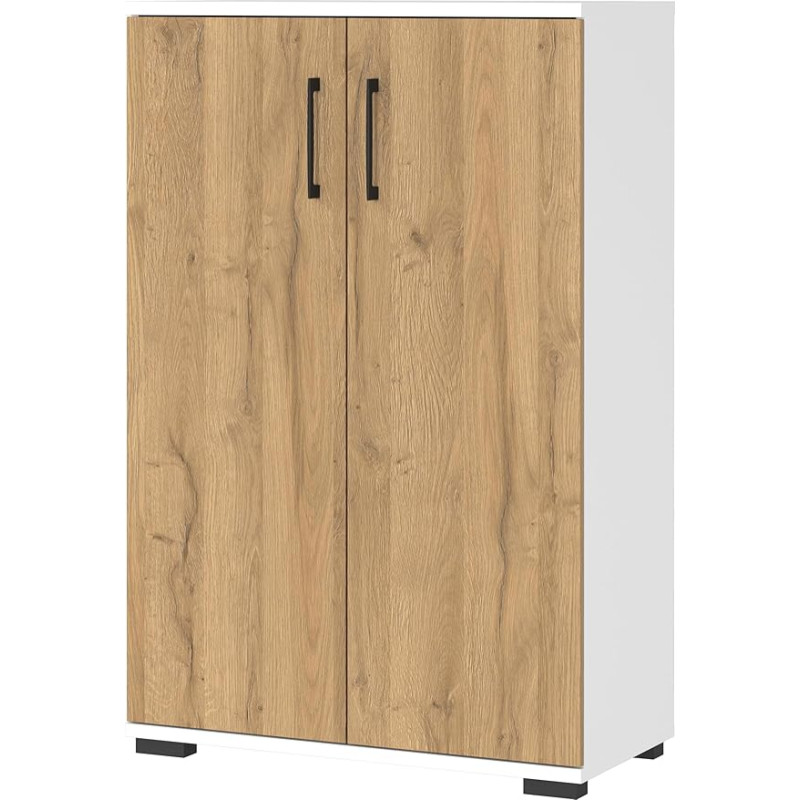 Germania 4247-559 GW-Profi Filing Cabinet White Grandson Oak Nb. with Metal Handles 80 x 123 x 40 cm (W x H x D)