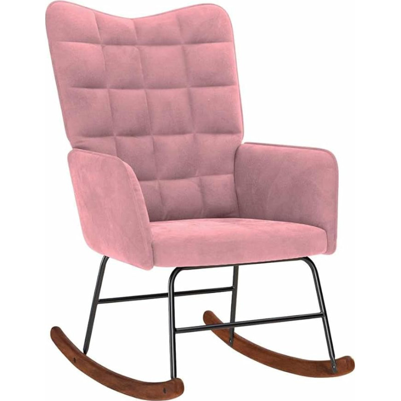 vidaXL Rocking Chair, Pink Velvet, Living Room Chair, Relaxing Chair, Lounge Chair, Lounge Seat, Rocker, Velvet Chair, Velvet Swing Chair