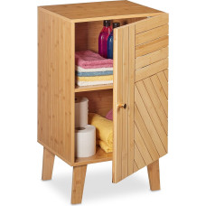 Relaxdays Bamboo Bathroom Cabinet, Adjustable Shelf, Adjustable Door, Height 70 x 40 x 37 cm, Natural