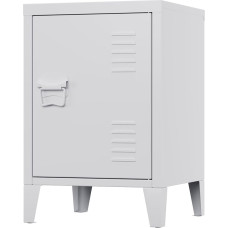 SUPEER Metal Bedside Table with Cabinet Door, Left Opening Bedside Table (57 x 38 x 38 cm) - For Bedroom, Office or Sofa Table (White)