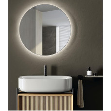 Talos CESA Shine LED Bathroom Mirror Round in Matt Black Diameter 60 cm – All-Round Backlit Room Light in Neutral White – Suitable for Wet Rooms Thanks to Aluminium Frame
