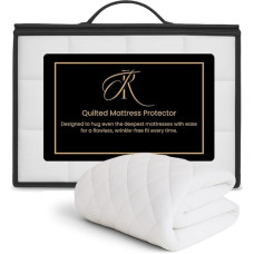 The Royce Gesteppter Matratzenschoner aus Mikrofaser, 90 x 190 cm, extra tief, 30 cm, wasserdicht, maschinenwaschbar, Weiß (Einzelbettgröße)