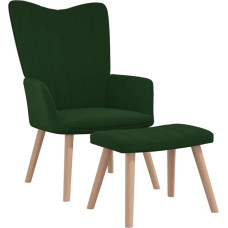 vidaXL Relaxing Chair with Stool Armchair Upholstered Chair Living Room Chair TV Chair Recliner Armchair Dark Green Velvet