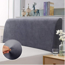 TAOCOCO Headboard Cover for Bed, Elastic Stretch Soft Velvet Fabric, Solid Colour, Full Coverage, Washable, Easy Care, Headboard Cover, Grey, Width 150-170cm