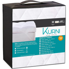 Mattress Topper Bed Protector White UK Double 137 x 190 cm Fluffy Soft Machine Washable Noiseless Composition with 4 Sided Anchor Corner Straps