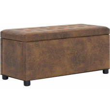 vidaXL Ottoman with Storage Space Stool, Storage Box, Stool, Chest Bench, Seat Box, 87.5 cm, Brown Suede Look