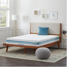 Linenspa 7.5cm Gel Memory Foam Mattress Topper with Zip Cover Mattress Topper for Double Bed (135 x 190 cm), White