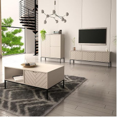 Lomadox Living Room Set 3-Piece Living Room Cabinet Living Room Furniture Living Room Cabinets Modern in Cashmere with Milled Fronts