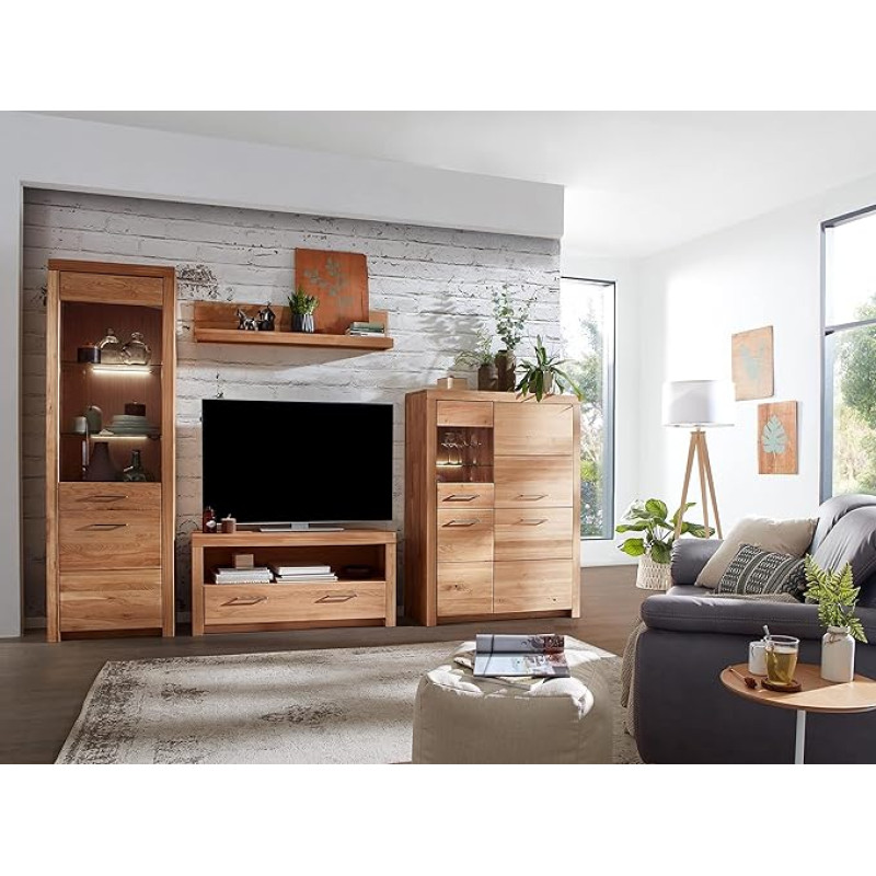 möbelando Living Room Set WZ-0169 Made of Wild Oak in Natural Oiled Dimensions (W x H x D) 284.9 x 204.1 x 40 cm