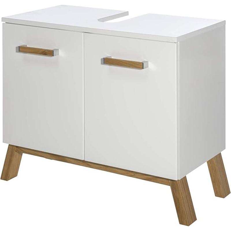 Schildmeyer Meyer 2 Door Under Sink Cabinet, Wood Plaque, 65 x 35 x 24 cm Glossy White