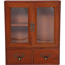 LIFKOME Mini Display Cabinet Wall Dining Cabinet Over First Aid Cabinet Wall Mounted Medicine Cabinet Vintage Wall Cabinet Apothecary Cabinet Mini Countertop Cabinet Decorations Wooden Wall Hanging