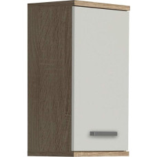 FORTE Veris Wall Cabinet with 1 Door, Sonoma Oak / White High Gloss, 68.8 x 40.2 x 29 cm