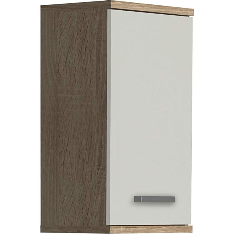 FORTE Veris Wall Cabinet with 1 Door, Sonoma Oak / White High Gloss, 68.8 x 40.2 x 29 cm