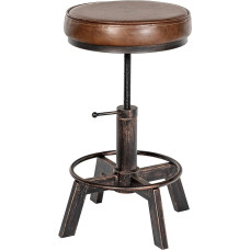 CLP Destin Stool with Faux Leather Cover I Stool in Industrial Design I Padded and Height Adjustable Colour: Bronze