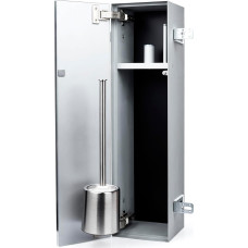 Flush-Mounted Bathroom Cabinet Module, Tileable Tall Cabinet with Push to Open Function Door Hinge Left Side Paper Output Bathroom Cabinet Toilet Paper Holder Toilet Brush Holder Dimensions 15.4 x 66