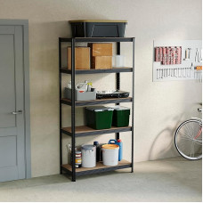 Home Discount 5 Tier Layer Shelf Storage Shelving Rack Heavy Duty Kitchen Garage Racking 875 Kgs Capacity, Large, Black