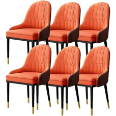 LHOONBB Modernes gepolstertes Küchen-/Esszimmer-Set mit 6 Beistelltischen, Wohnzimmer-/Küchenmöbeln mit weichem PU-Lederbezug, Sitzkissen und Metallbeinen