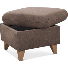 CAVADORE Lotta Scandinavian Storage Stool as Side Stool or Footstool 58 x 47 x 58 cm Woven Fabric Paris Taupe Square