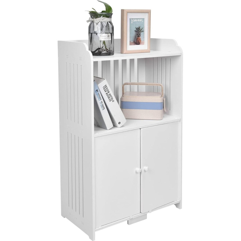 Cocoarm Freestanding Bathroom Storage Cabinet with Large Capacity and Double Door for Living Room Kitchen Furniture, Space Saving Design, 80 x 48 x 27.5 cm